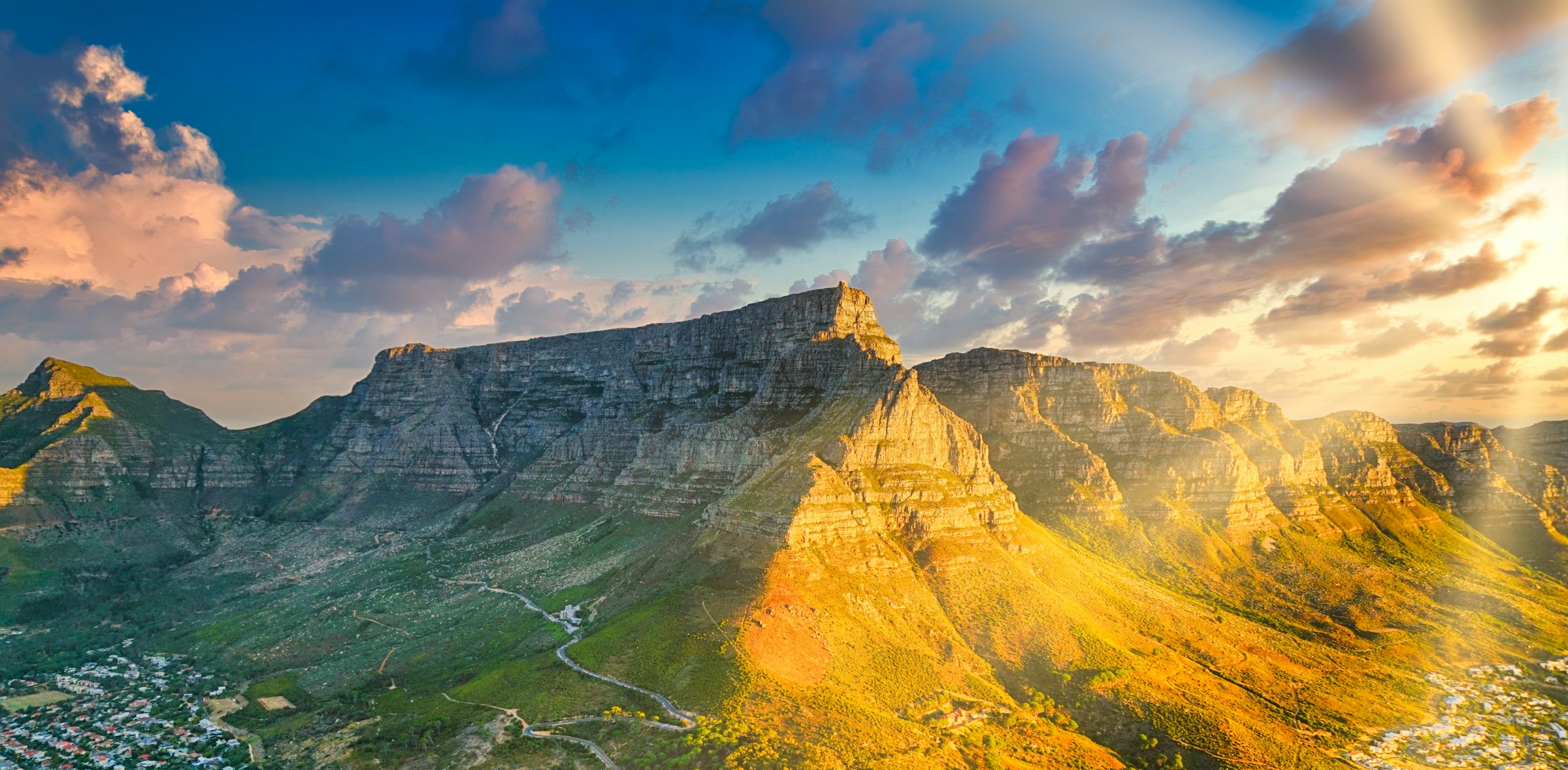 Cape Town and Table Mountain at golden hour